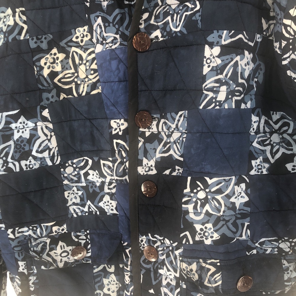 Lost City Art Womens Size S/M  Blue Patchwork Quilt Button Coat Jacket - Picture 7 of 11